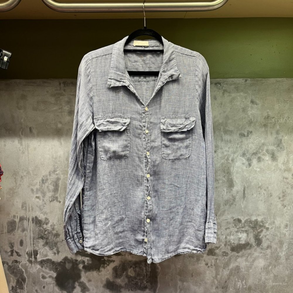 CP SHADES gingham button down linen shirt